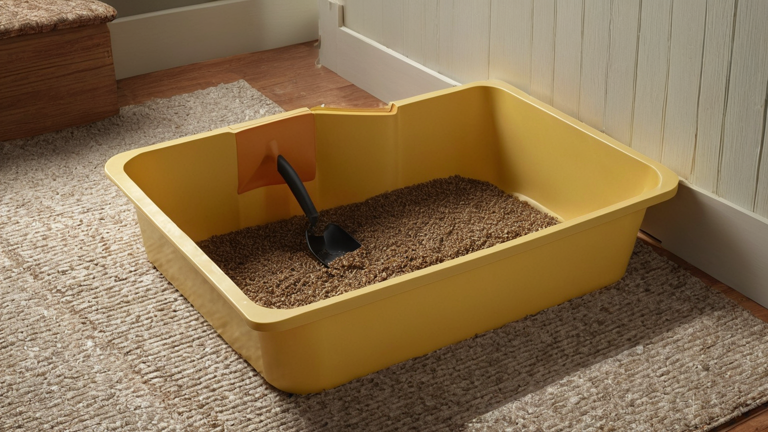 Senior cat litter box observation area
