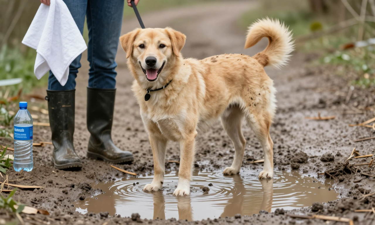 Dog kept beside rather than inside contaminated floodwater